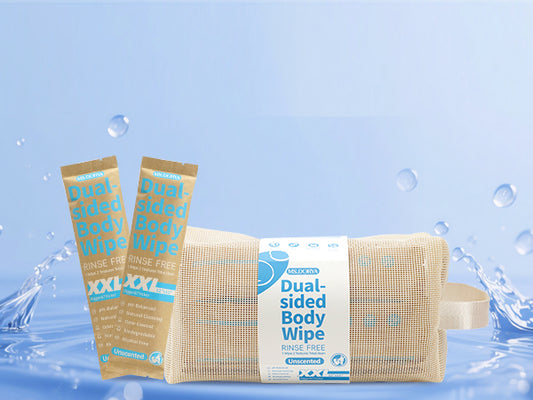 Biodegradable No-Rinse Body Wipes for Adults - 20 Individually Wrapped Cleansing Wipes with Unscented