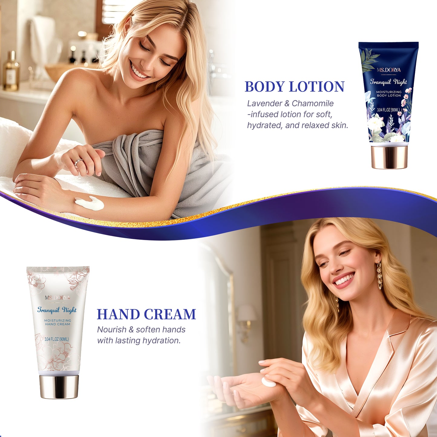 Serenity Night - Elegant & Romantic Bath & Shower Gift Set (8 pcs)