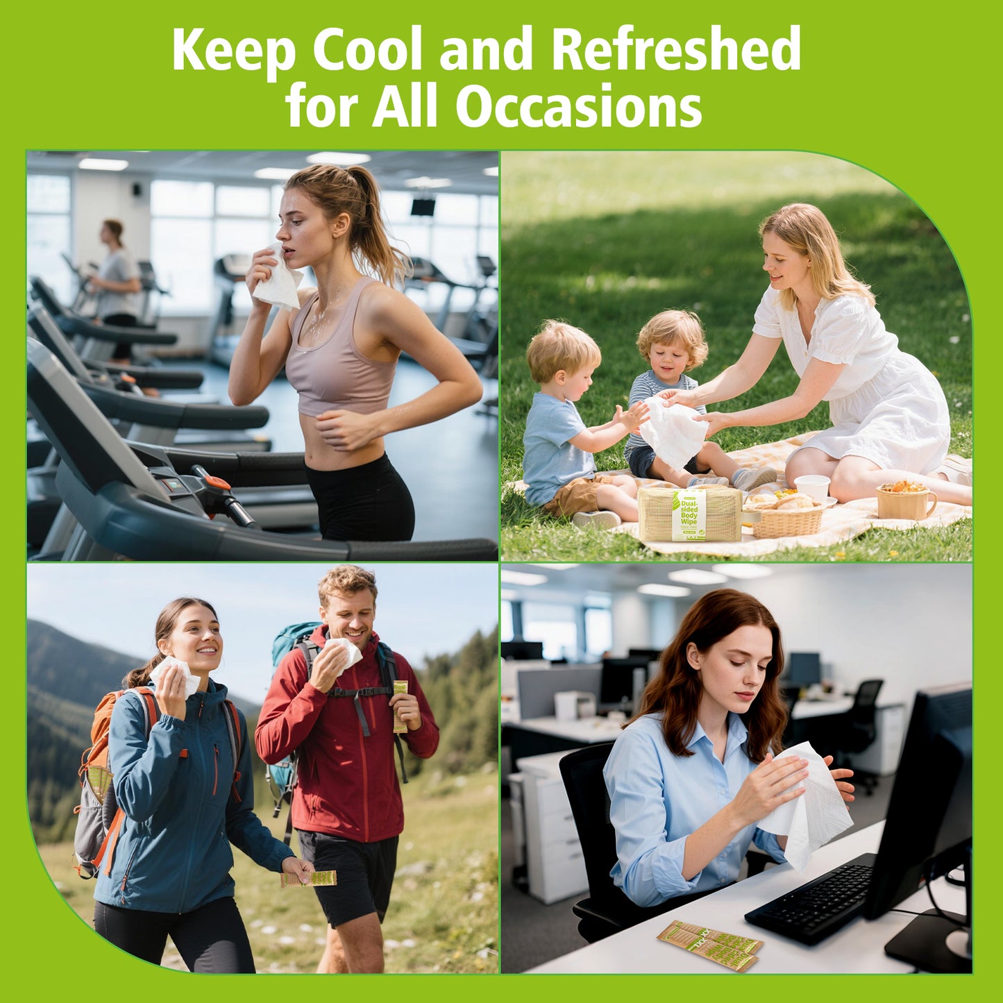 Biodegradable No-Rinse Body Wipes for Adults - 20 Individually Wrapped Cleansing Wipes with Aloe Vera