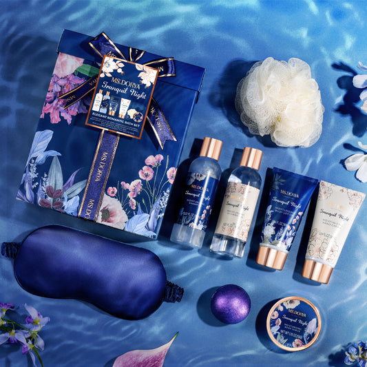 Serenity Night - Elegant & Romantic Bath & Shower Gift Set (8 pcs)